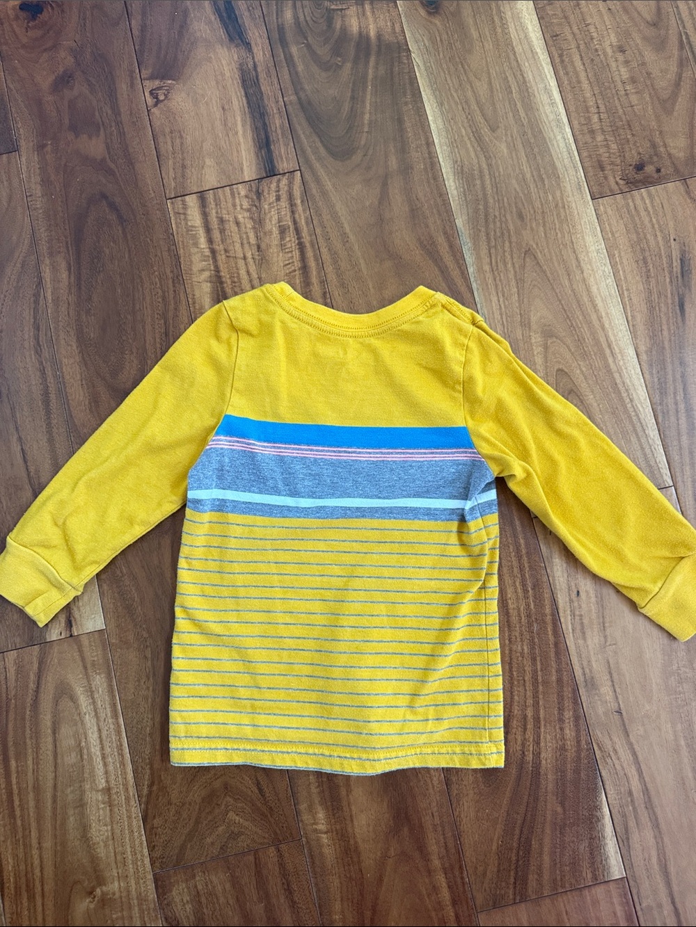 Cat & Jack Yellow Long-Sleeve Stripe Tee with Blue Accents